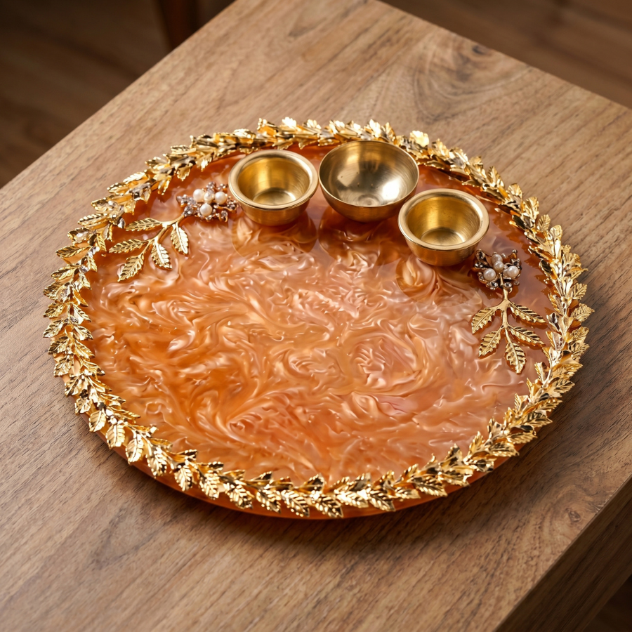 Amber Marble Resin Thali