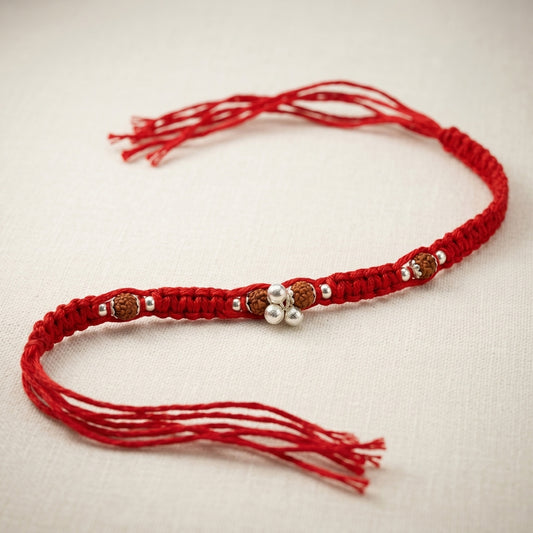 Rudraksha Silver Flower Rakhi