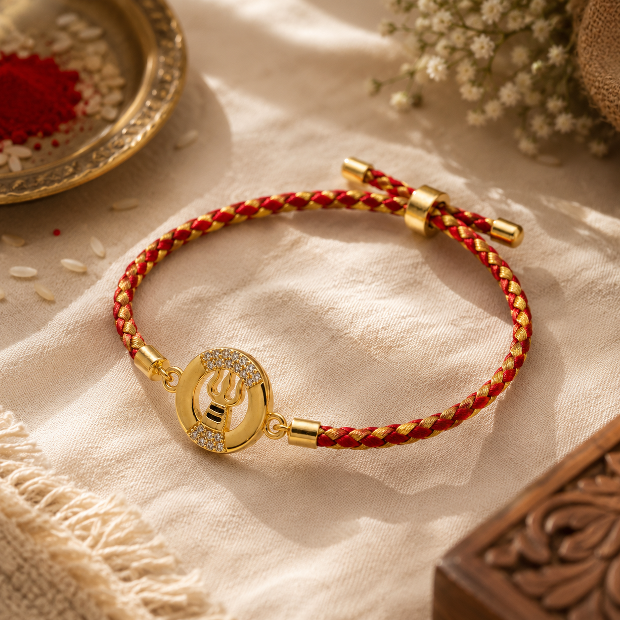 Trishul Crystal Bracelet Rakhi