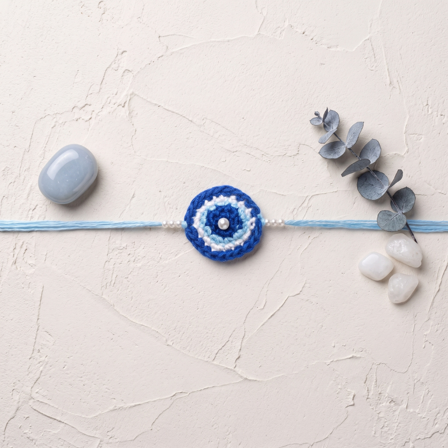 Blue Nazar Crochet Rakhi