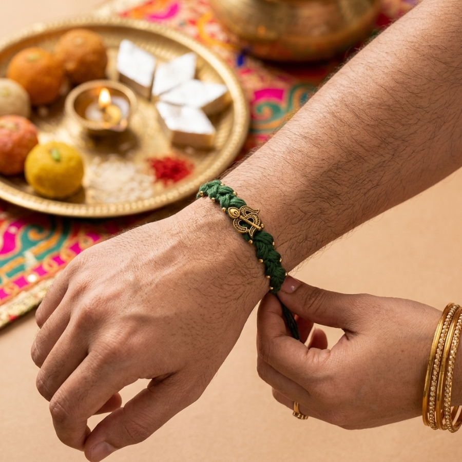 Vintage Khanda Macrame Rakhi