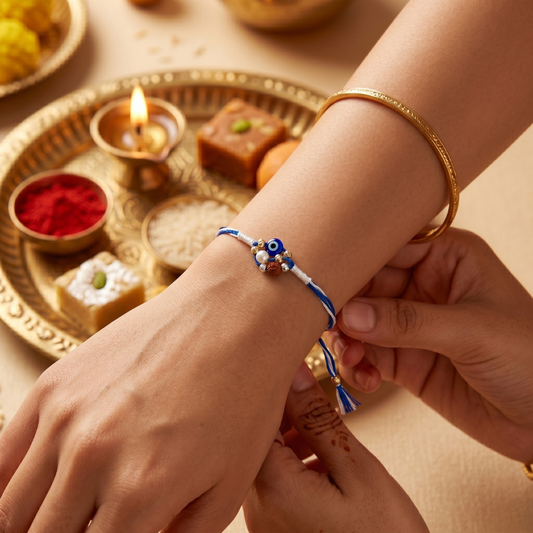 Nazar Pearl Rudraksha Rakhi