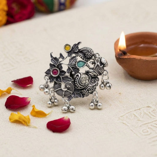 Mor Phool Oxidised Statement Ring