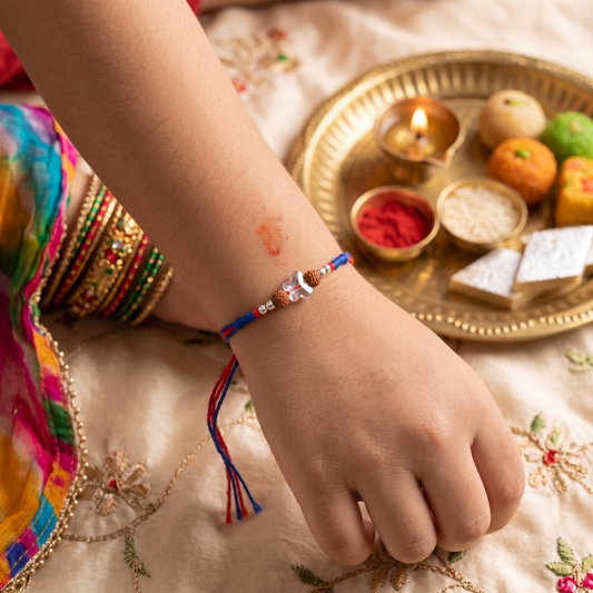 Silver Crystal Rudraksha Rakhi