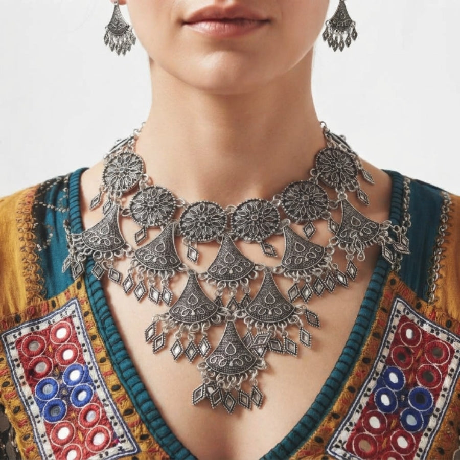 Paanveli Oxidised Statement Necklace