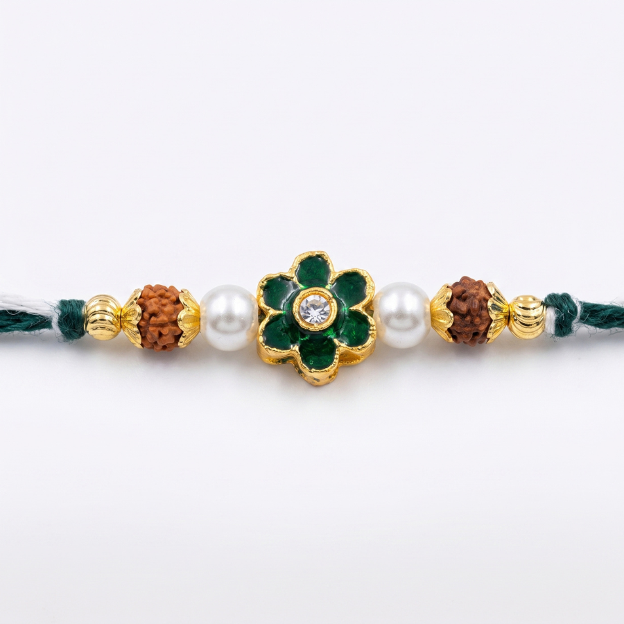 Emerald Blossom Rudraksha Rakhi