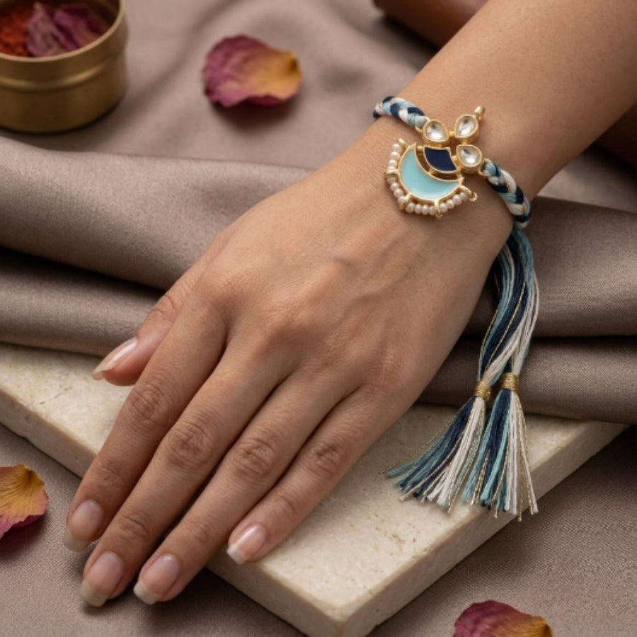 Pearl Kundan Designer Rakhi