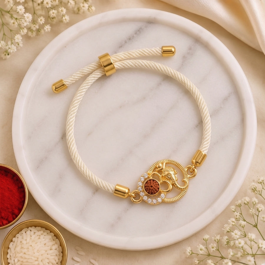 Ivory Ganesh Rudraksha Bracelet Rakhi