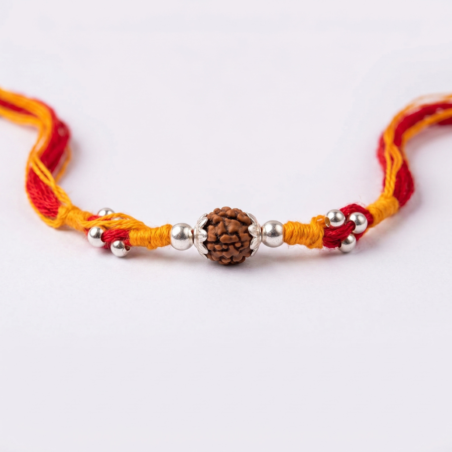 Sacred Rudraksha Silver Bead Rakhi