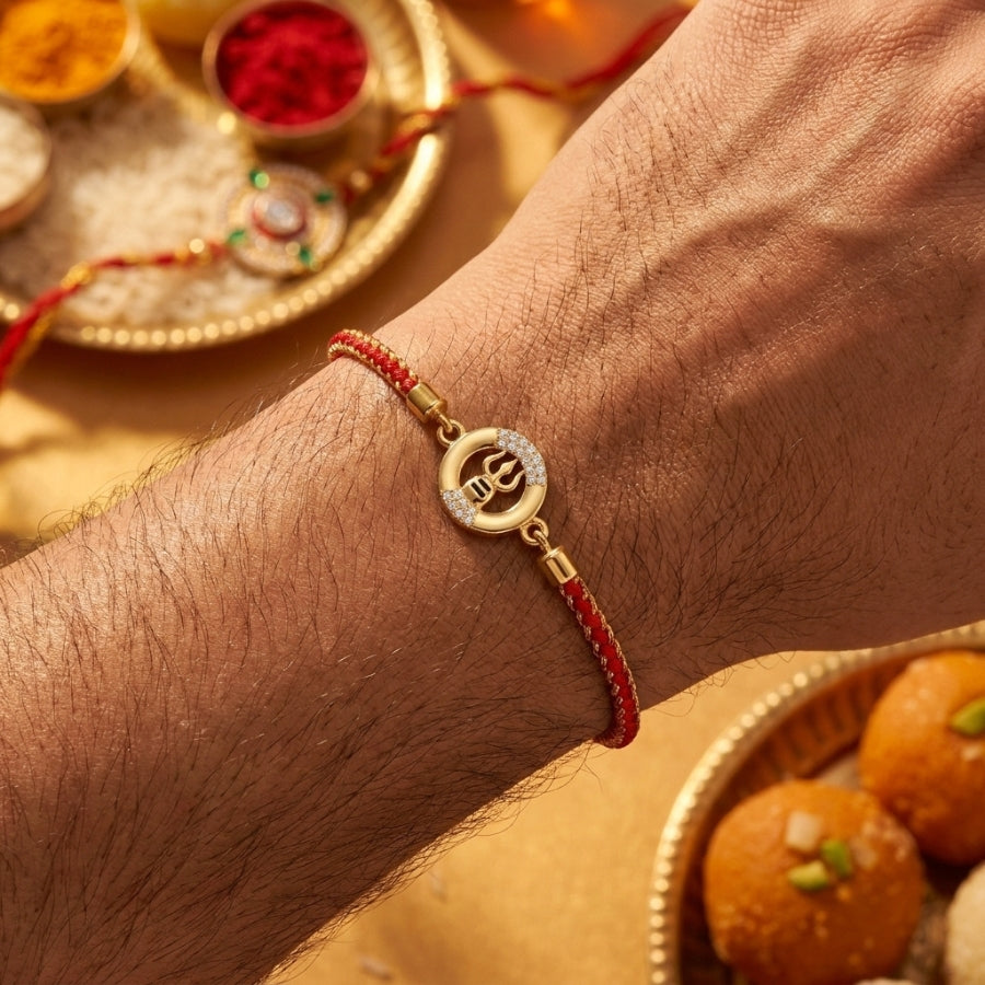 Shiv Trishul Crystal Bracelet Rakhi
