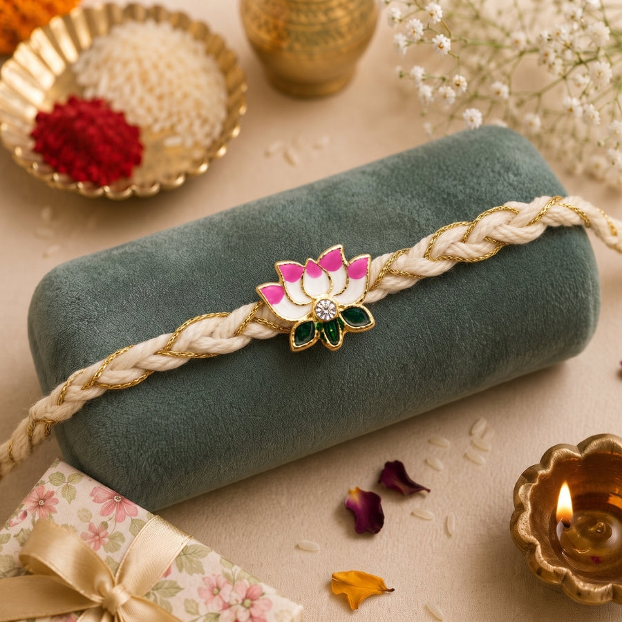 Pink Lotus Designer Rakhi