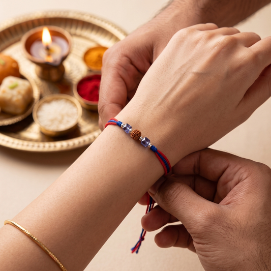 925 Silver Rudraksha Crystal Rakhi