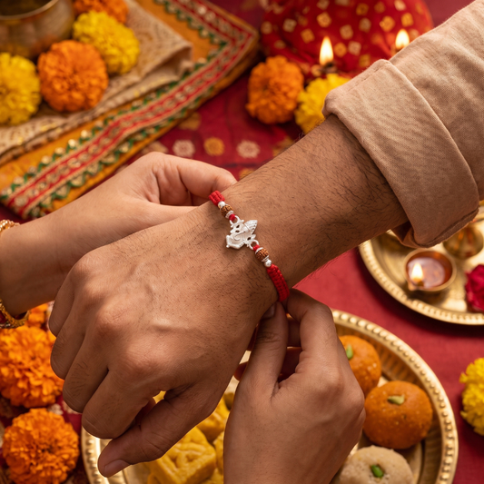 925 Silver Ganesh Rudraksha Rakhi