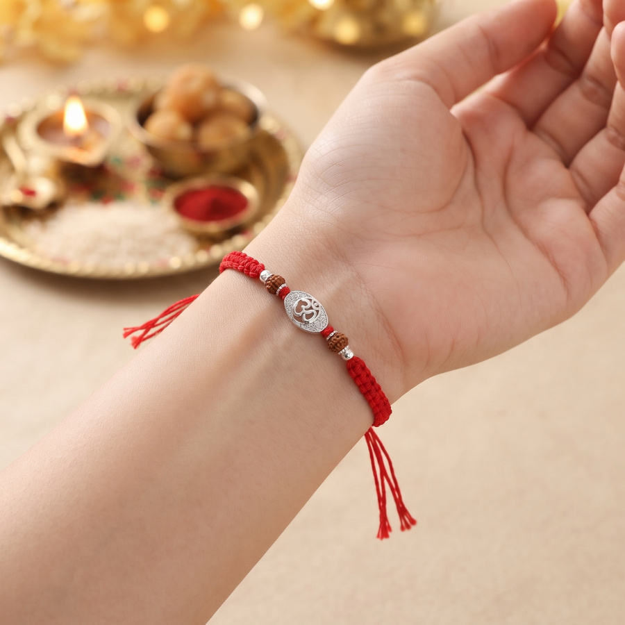 925 Silver Om Rudraksha Divine Rakhi