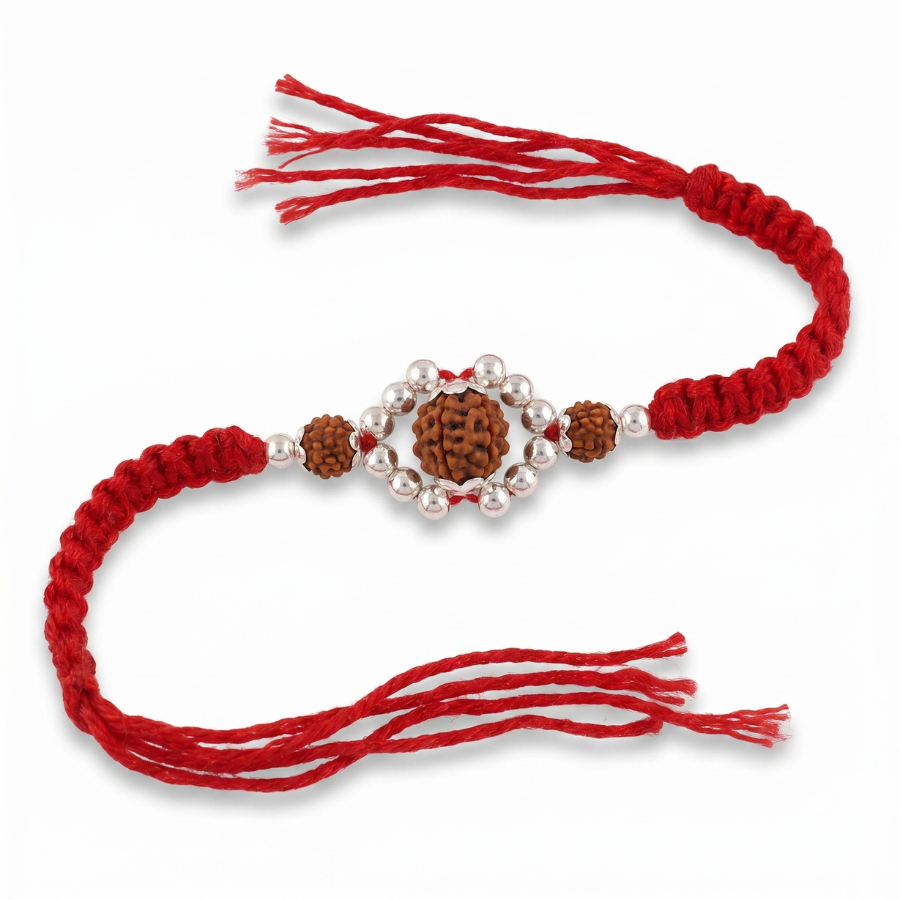 Rudraksha Silver Halo Rakhi
