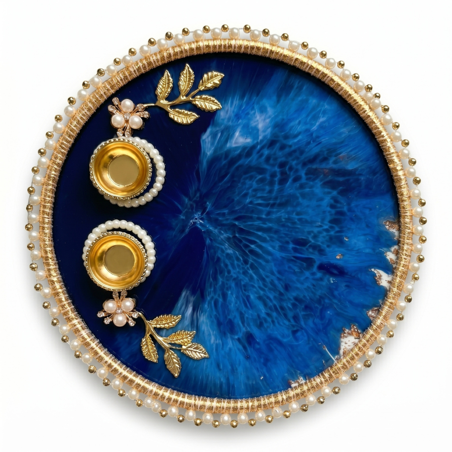 Ocean Blue Resin Pooja Thali