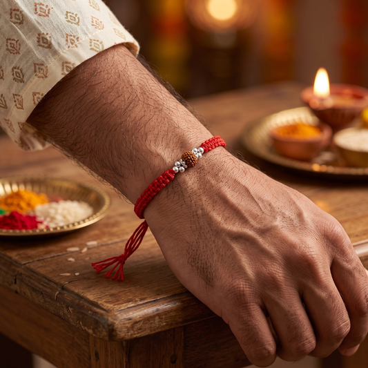 925 Silver Classic Rudraksha Rakhi