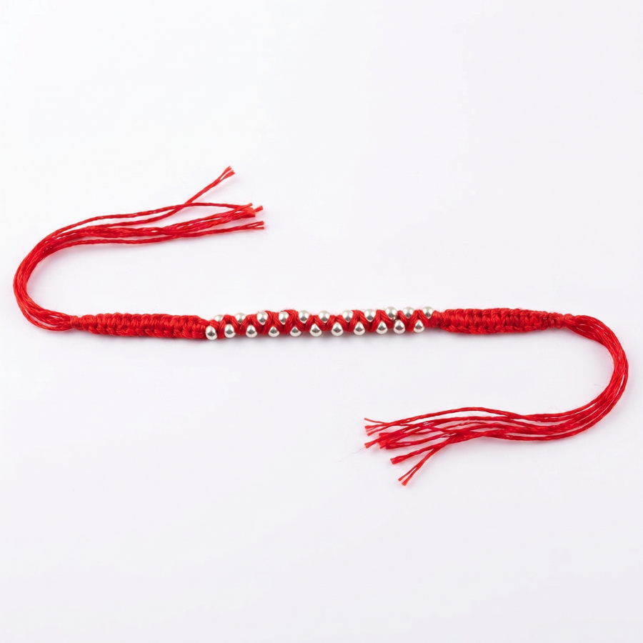 Silver Bead Thread Rakhi
