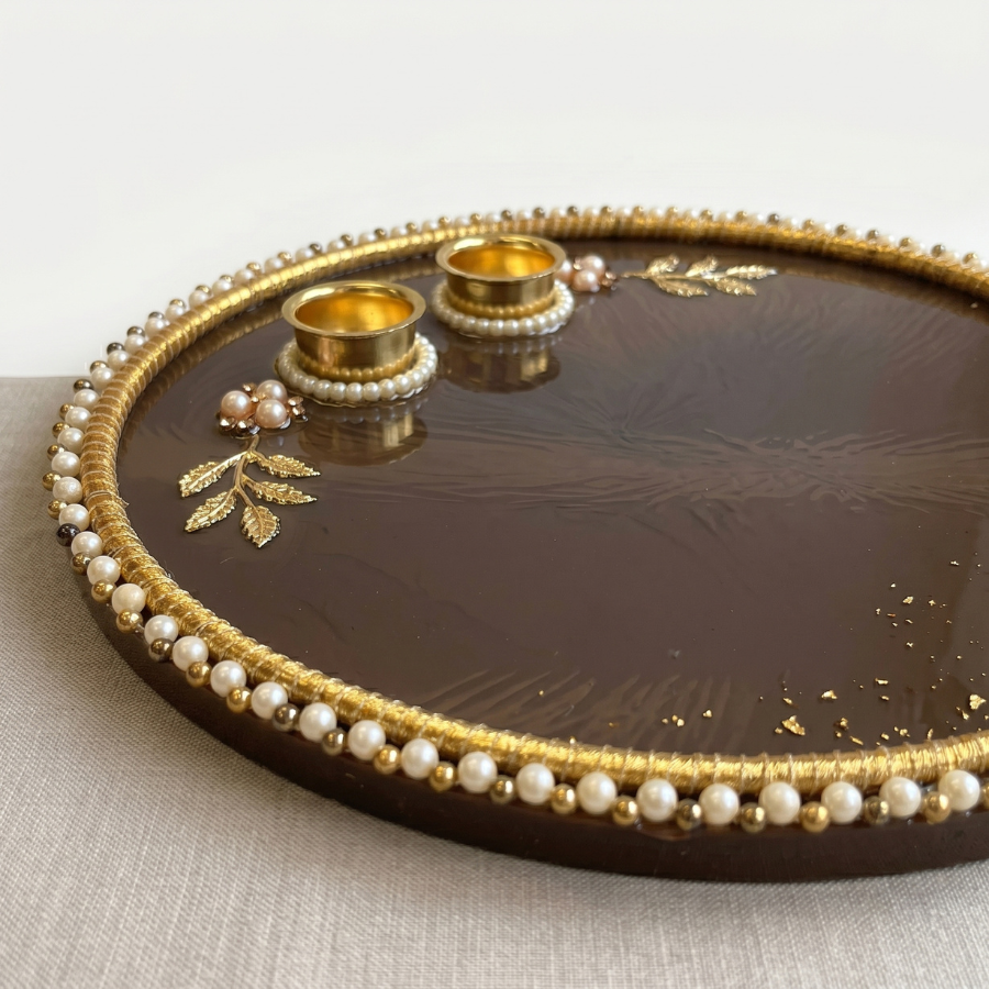 Royal Mocha Resin Pooja Thali