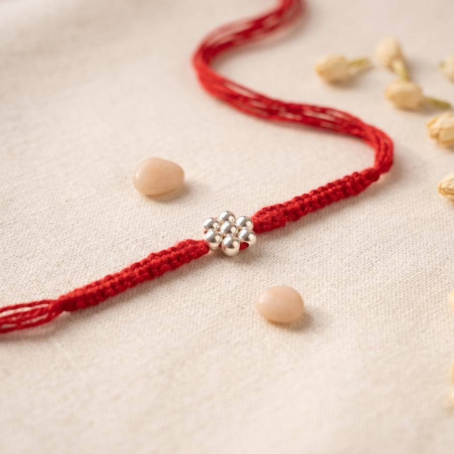 925 Silver Floral Bead Rakhi