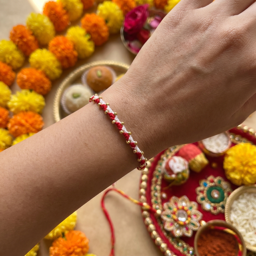 Golden Bead Harmony Rakhi