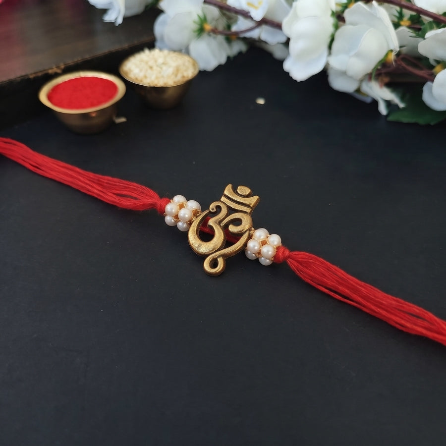 Antique Om Pearl Rakhi