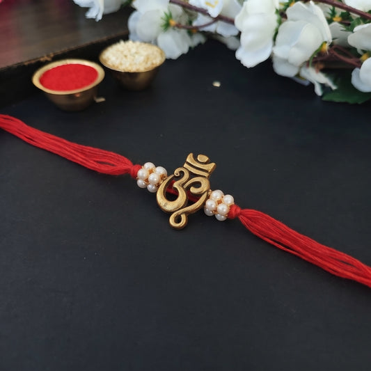 Antique Om Pearl Rakhi