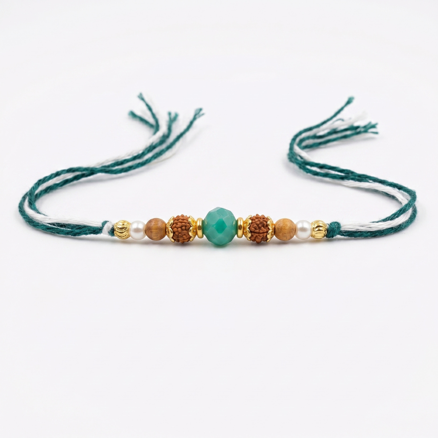 Emerald Aura Rudraksha Rakhi