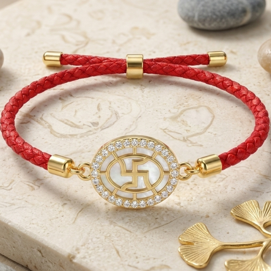 Royal Swastik CZ Bracelet Rakhi