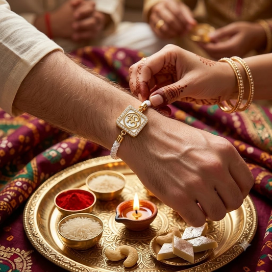 Divine Om White Bracelet Rakhi
