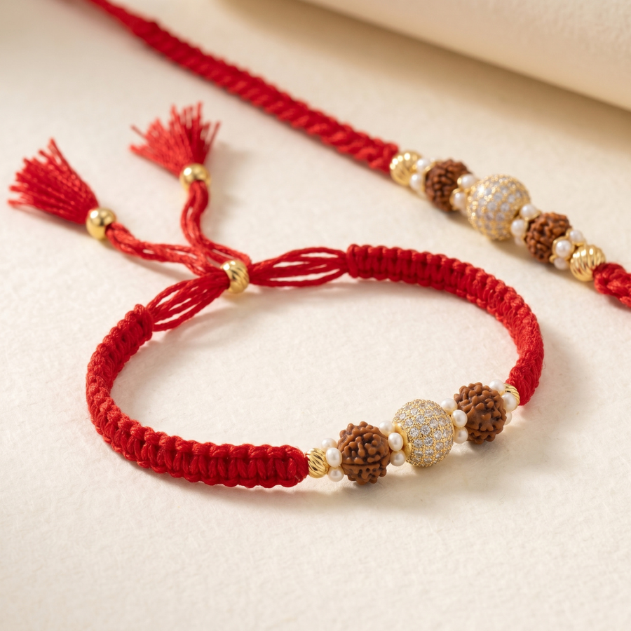 Royal Rudraksha Crystal Rakhi Combo
