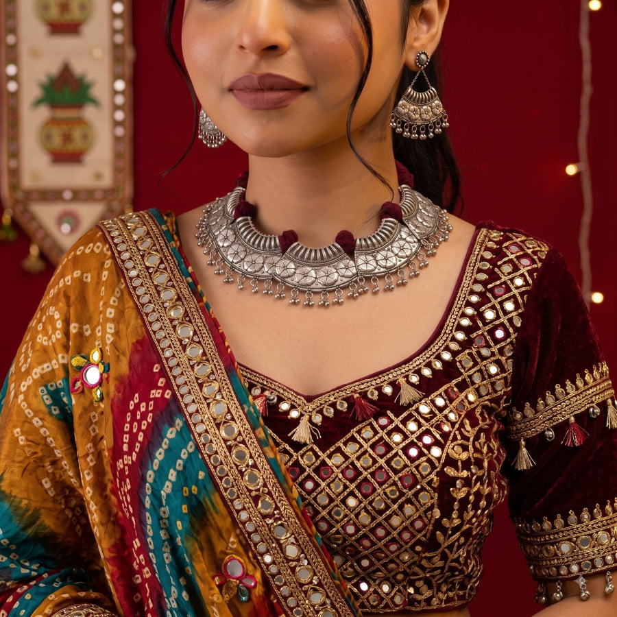 Maroon Phool Toran Oxidised Choker Set