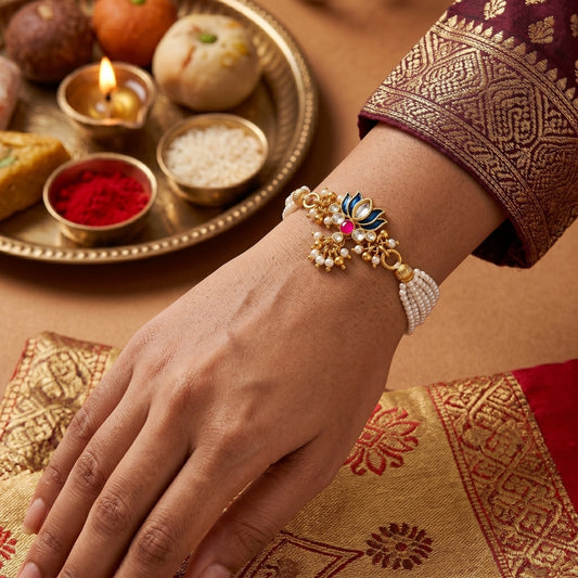Lotus Pearl Designer Lumba Rakhi