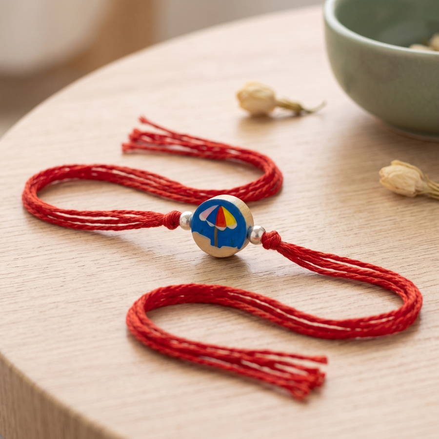 925 Silver Beach Umbrella Kids Rakhi