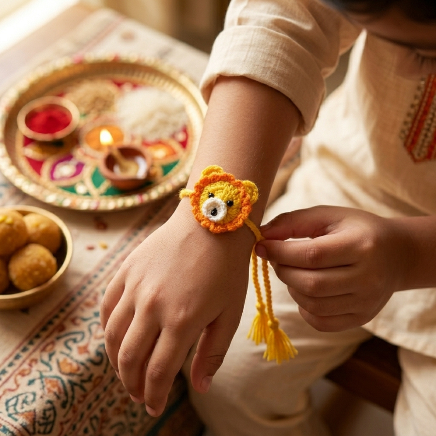 Crochet Lion Kids Rakhi