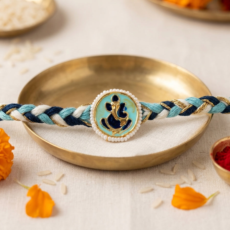 Pearl Ganesha Designer Rakhi