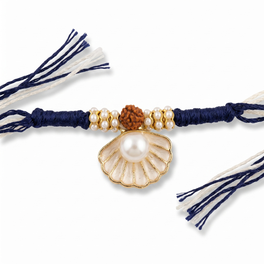 Pearl Seashell Rudraksha Rakhi