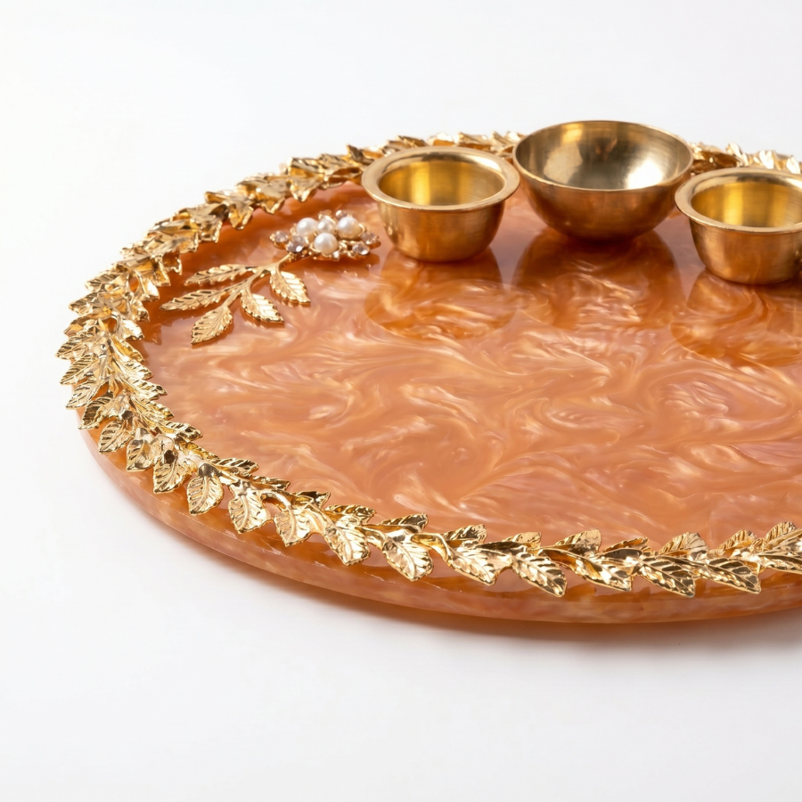 Amber Marble Resin Thali
