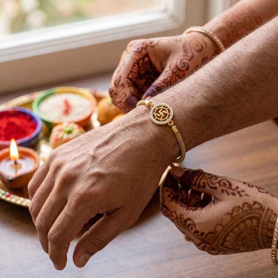 Crystal Swastik Designer Rakhi