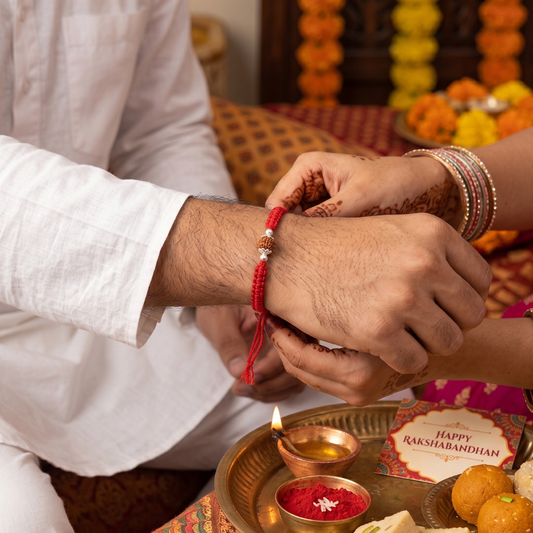 925 Silver Single Rudraksha Rakhi