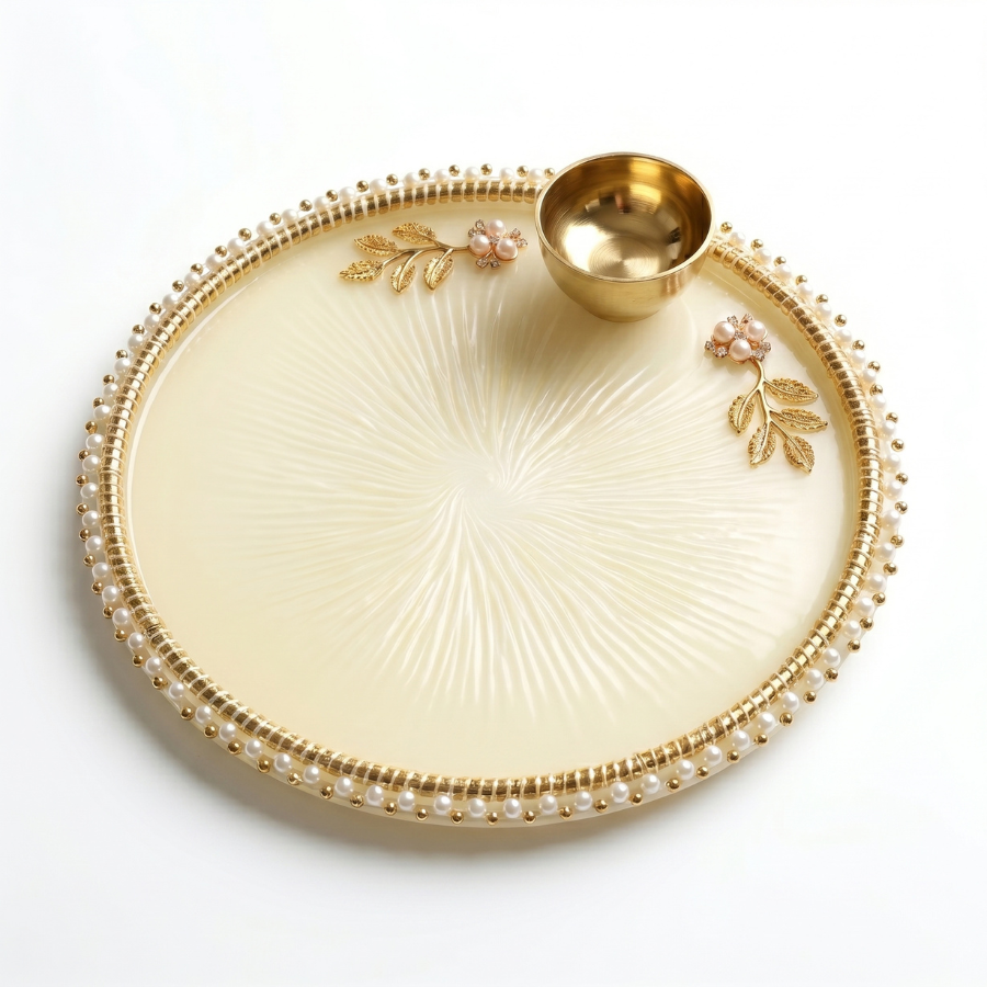 Ivory Swirl Resin Thali