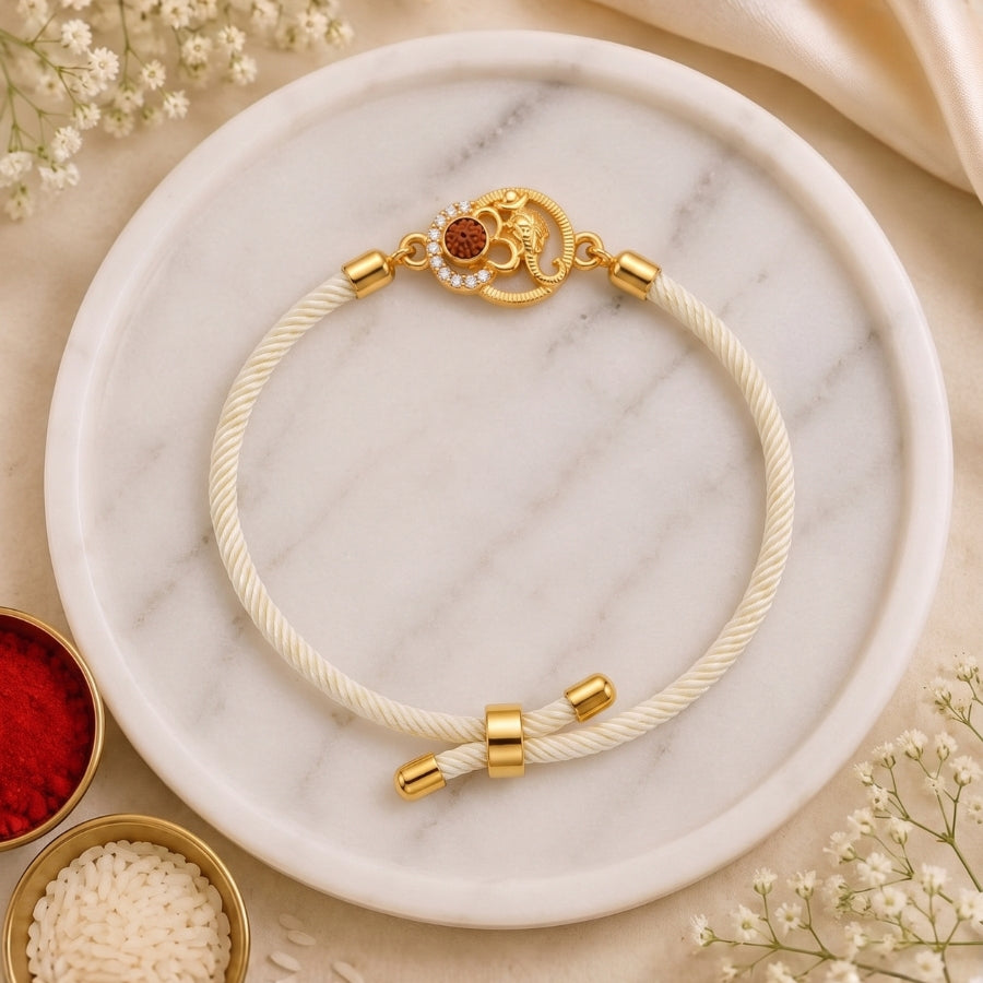 Ivory Ganesh Rudraksha Bracelet Rakhi