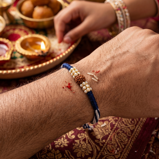 Pearl Halo Rudraksha Rakhi