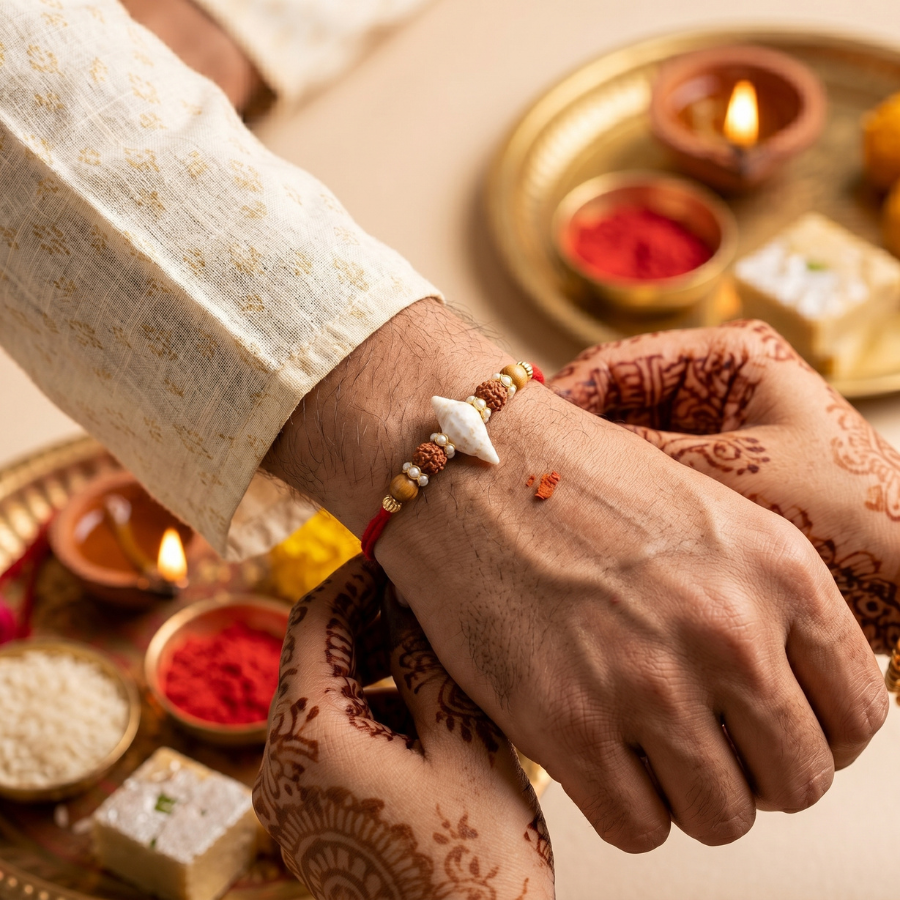 Coastal Rudraksha Shell Rakhi