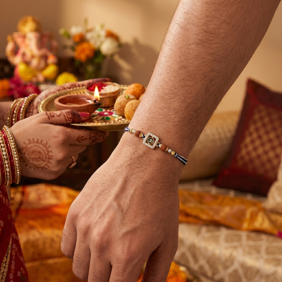 Om Divine Crystal Rakhi