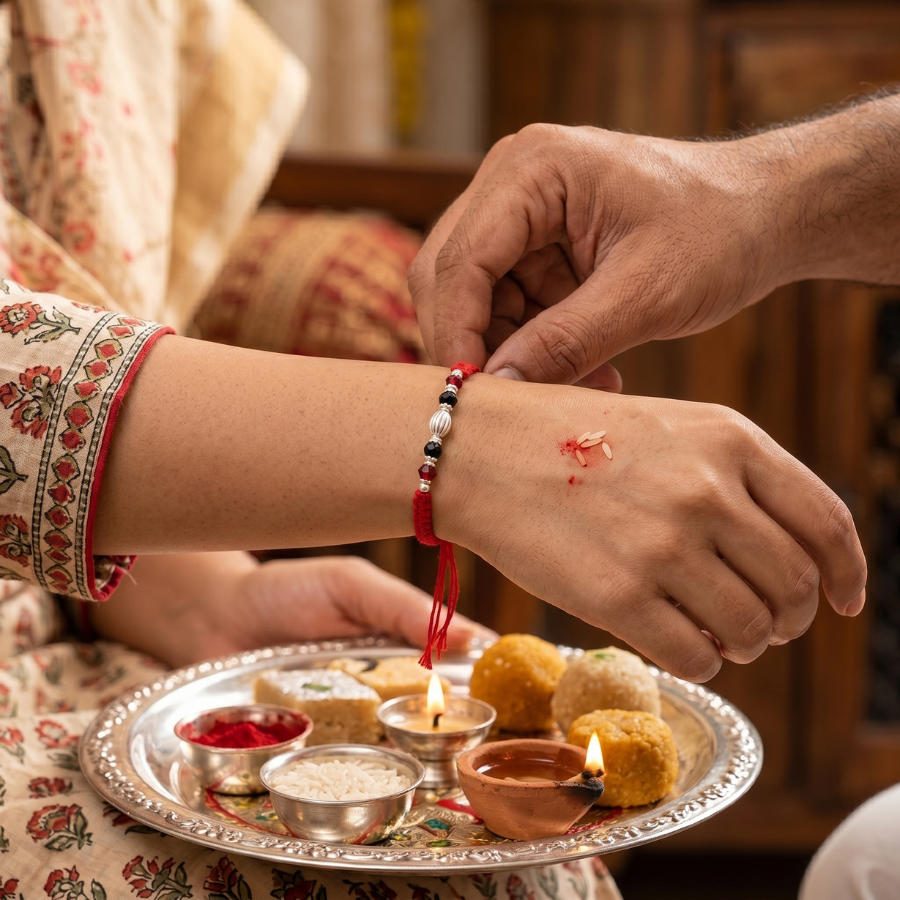 Ruby Noir Crystal Rakhi