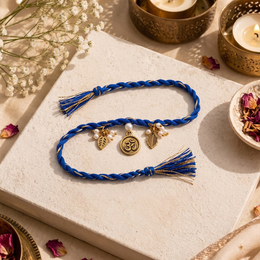 Blue Om Charm Designer Rakhi