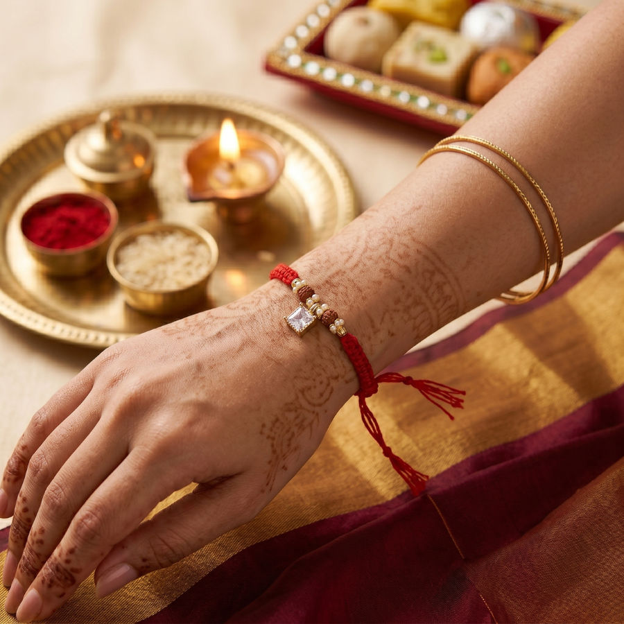 Crystal Grace Rudraksha Rakhi