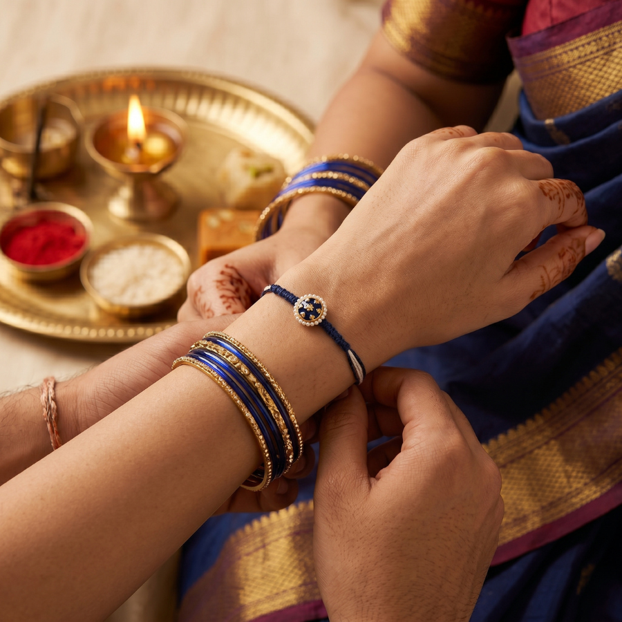 Midnight Pearl Bloom Rakhi