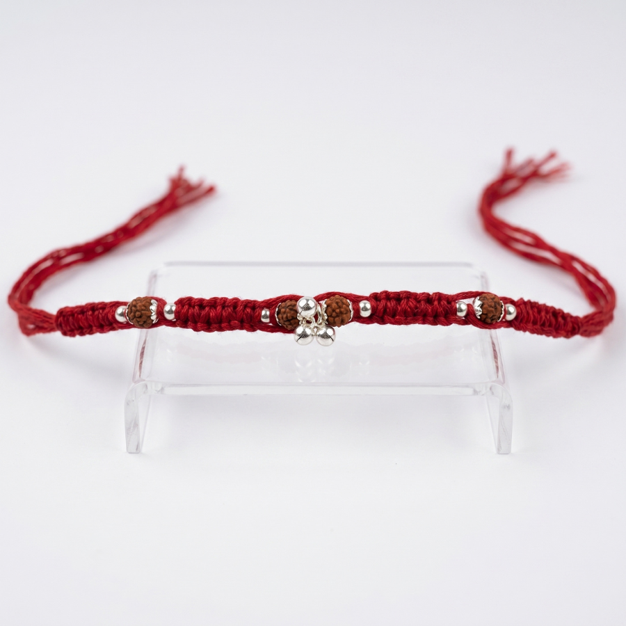 Rudraksha Silver Flower Rakhi